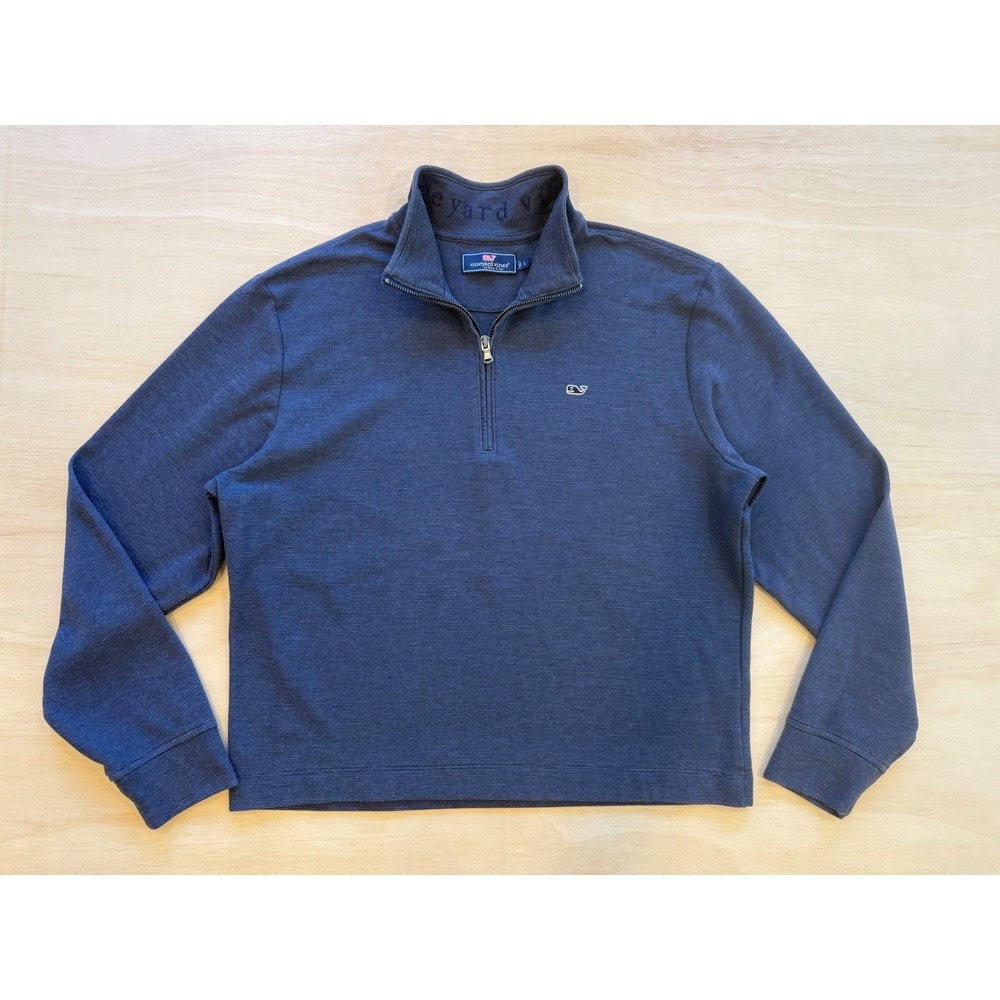 Vineyard Vines Navy Blue Heather Quarter Zip Pullover Sweater Womens Large